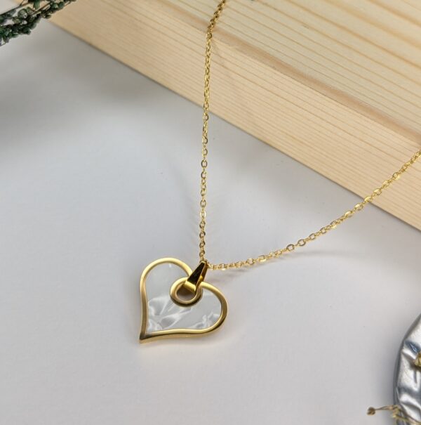 Golden Heart Muse White Necklace - Image 4