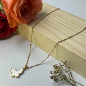 Golden Butterfly White Pendent