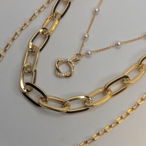 Golden Edge 3 Layered Necklace