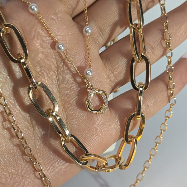Golden Edge 3 Layered Necklace - Image 4