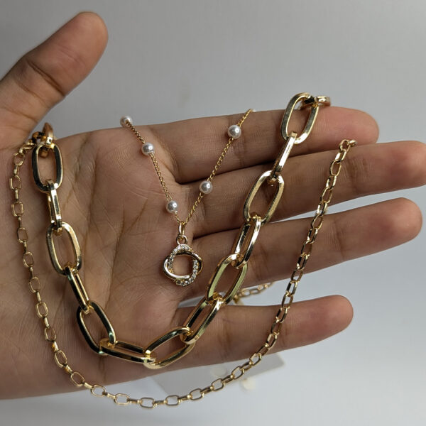 Golden Edge 3 Layered Necklace - Image 2