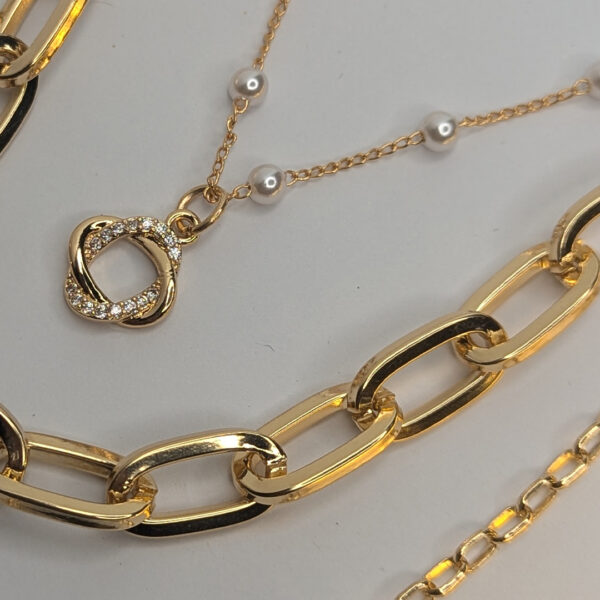 Golden Edge 3 Layered Necklace - Image 3