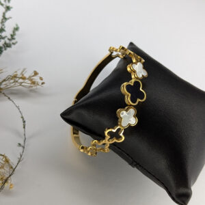 Golden White Black Clover Elegance Bracelet