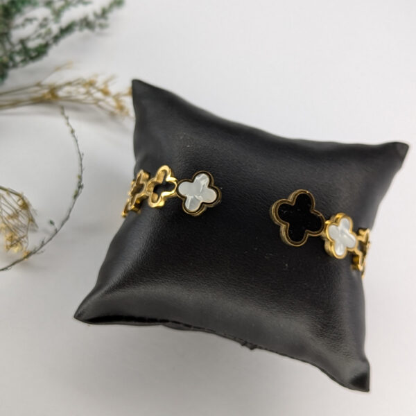 Golden White Black Clover Elegance Bracelet - Image 2