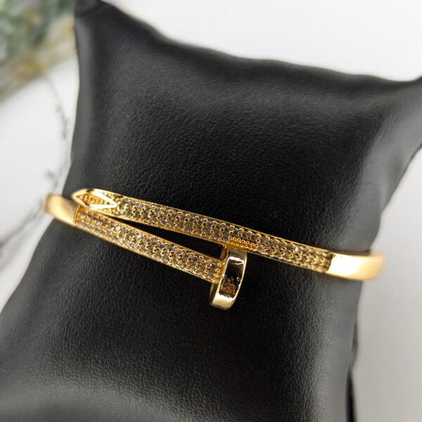Golden Elegance Nail  Bangle Bracelet - Image 2