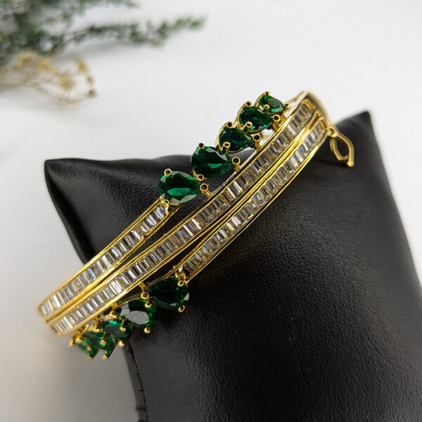 Golden Emerald Cascade  Bangle Bracelet - Image 3