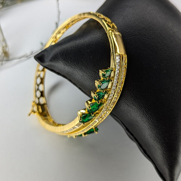 Golden Emerald Cascade  Bangle Bracelet - Image 2