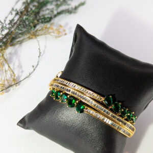 Golden Emerald Cascade  Bangle Bracelet