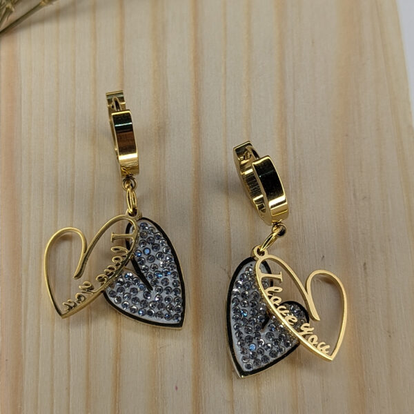 Golden Heartbeat Sparkle Earrings - Image 2