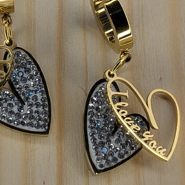 Golden Heartbeat Sparkle Earrings - Image 3