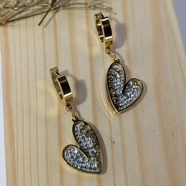 Golden Heartbeat Sparkle Earrings - Image 4