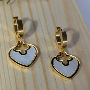 Golden Cross Heart Earrings