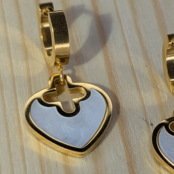 Golden Cross Heart Earrings - Image 4
