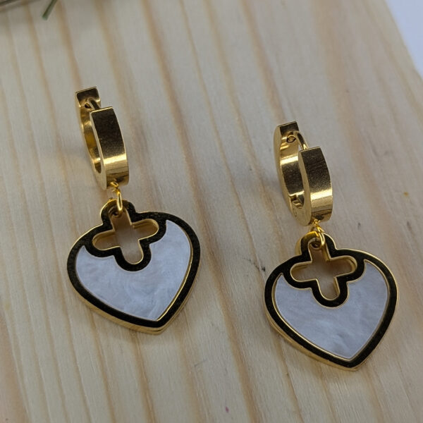 Golden Cross Heart Earrings - Image 2
