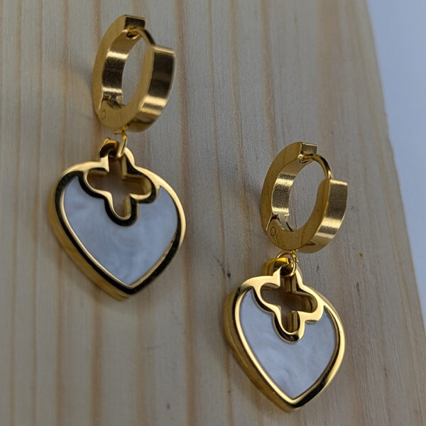 Golden Cross Heart Earrings - Image 3
