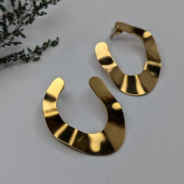 Golden Wave Hoops Earrings