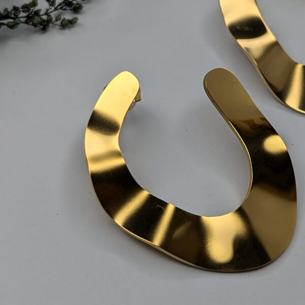 Golden Wave Hoops Earrings - Image 4