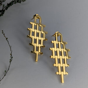 Golden Lattice Leaf  Earrings