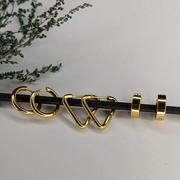 Pack of 3 Golden Geometric Harmony Earrings