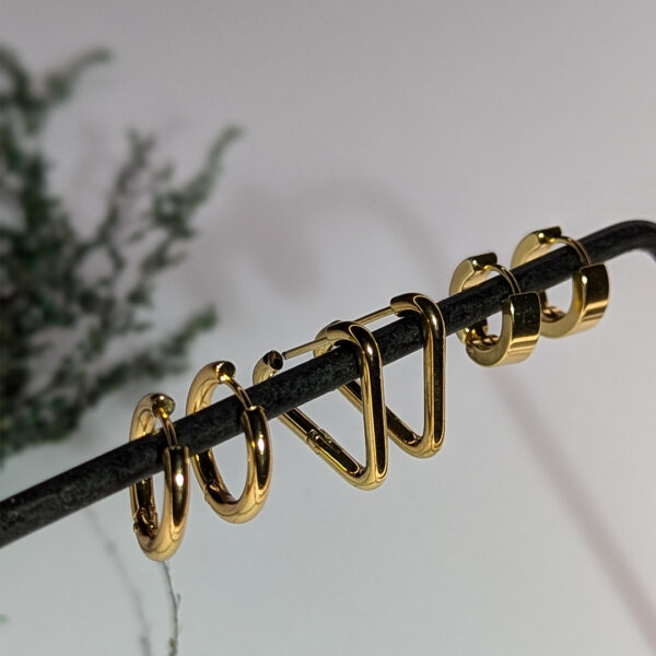 Pack of 3 Golden Geometric Harmony Earrings - Image 4