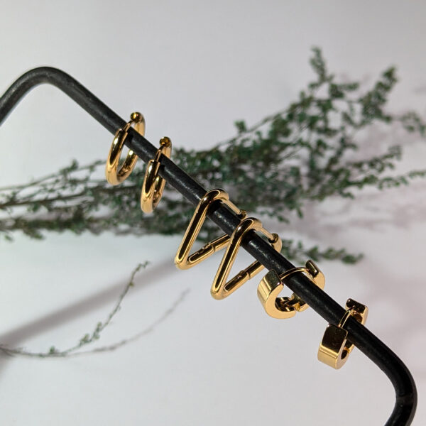 Pack of 3 Golden Geometric Harmony Earrings - Image 2