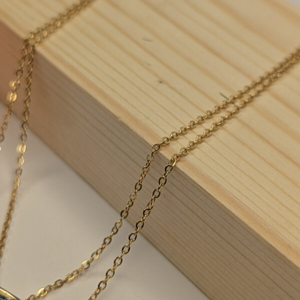 Golden Geometric Elegance 2 Layered Necklace - Image 2