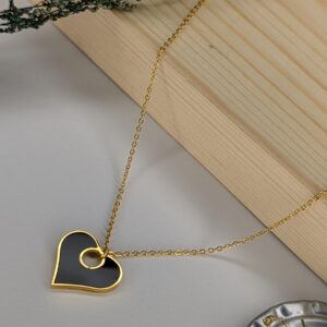 Golden Heart Muse Black Pendent