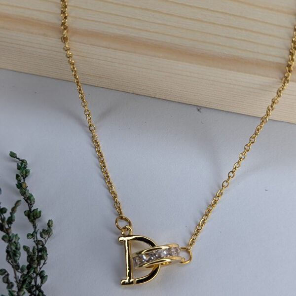 Golden Initial Harmony 'D' Alphabet Pendent - Image 2