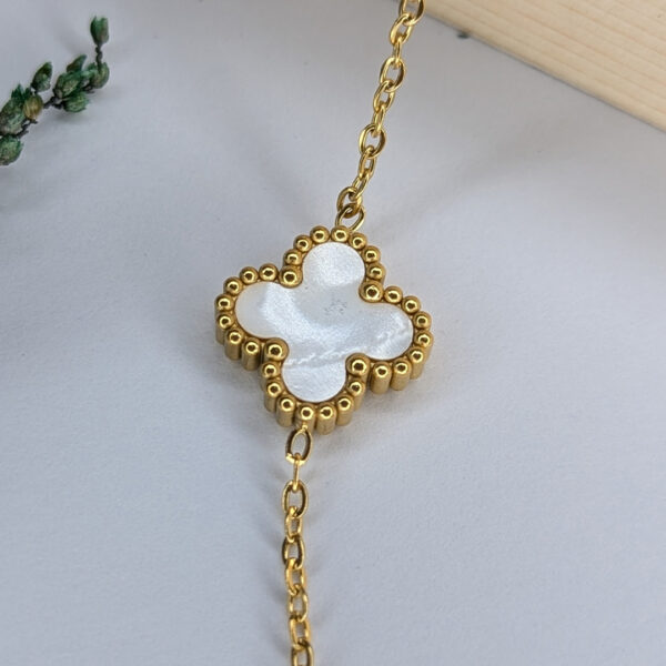 Golden Clover Elegance White Necklace - Image 4
