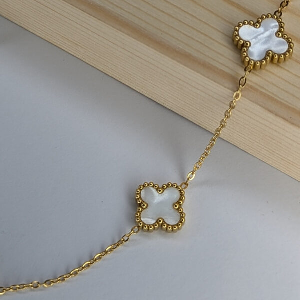 Golden Clover Elegance White Necklace - Image 3