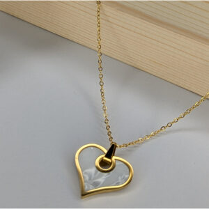 Golden Heart Muse White Necklace