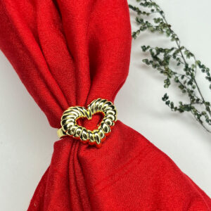 Ribbed Heart Gold Ring