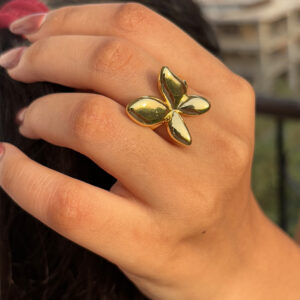 Golden bloom butterfly ring