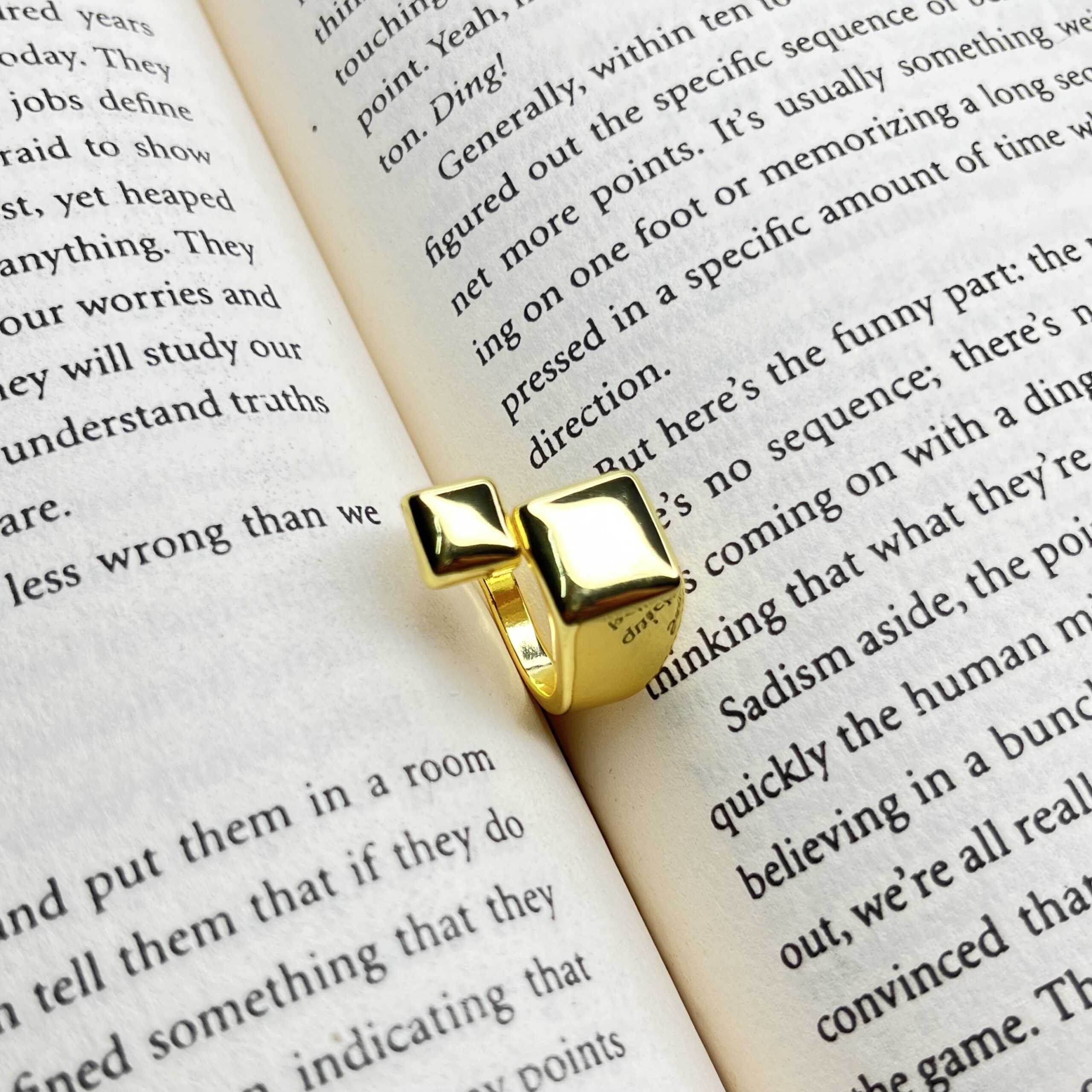 Dvandva Bandh Ring dual band gold interlocked design adjustable elegant ring for women