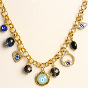Golden Chain Evil Eye Charm Necklace