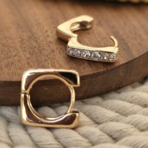 Golden Curve Huggie Earrings