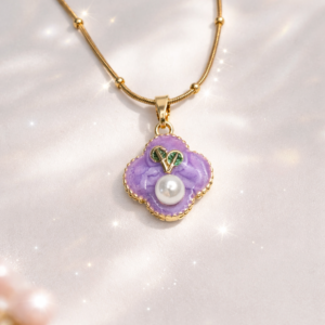 Lavender Pearl Blossom Pendant Necklace