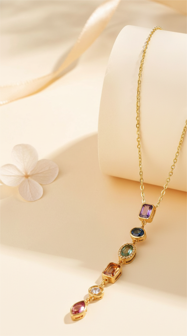 multicolor gemstone pendant necklace