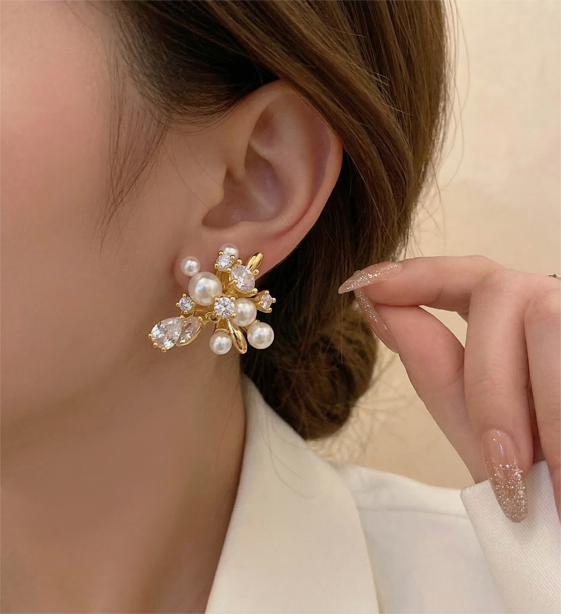 Pearl Bloom Earring elegant pearl flower earrings