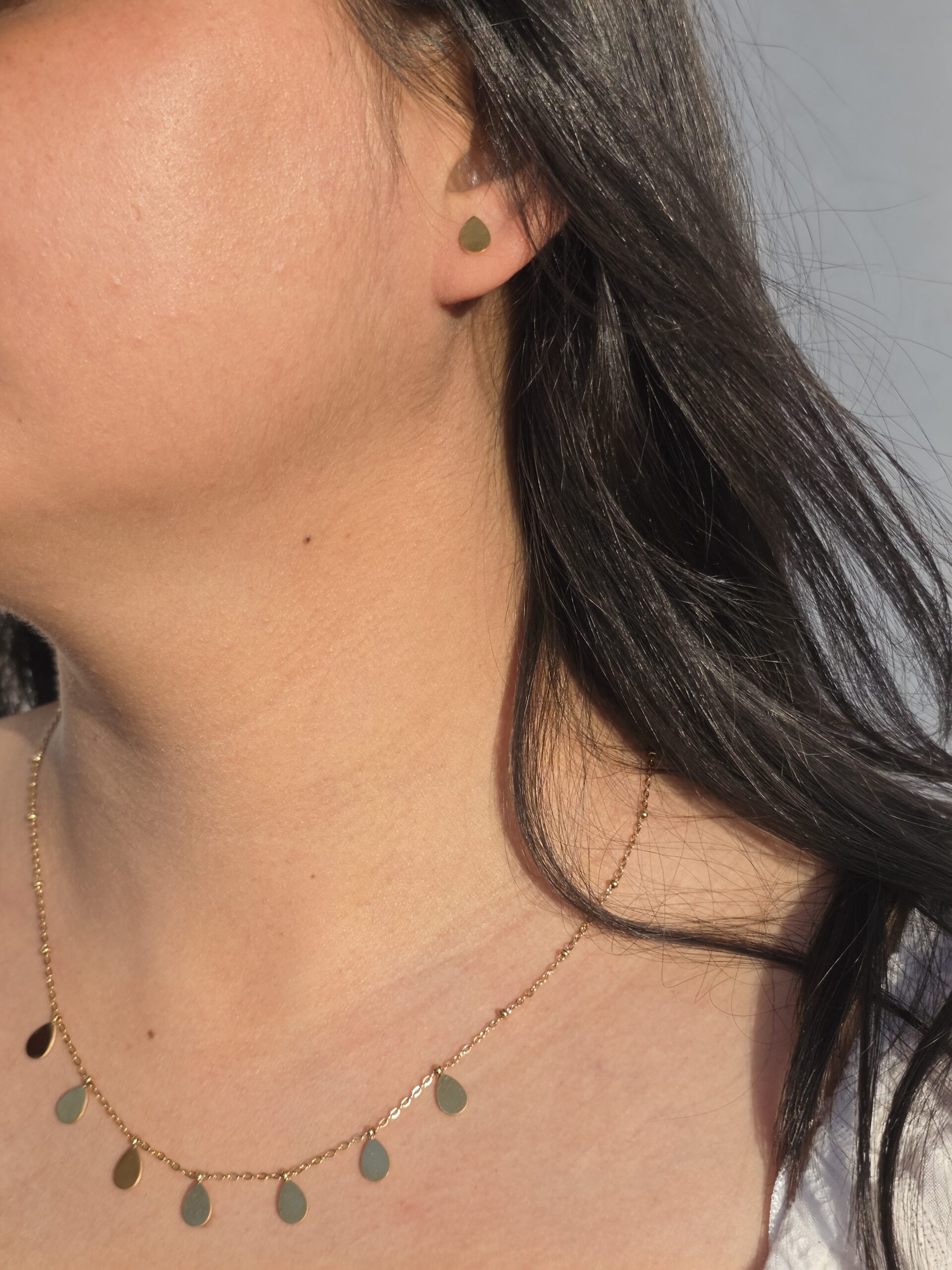 golden teardrop charm set pendant and earrings jewellery