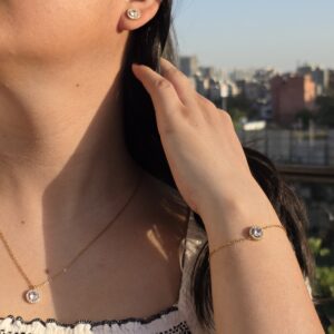 solitaire design stone pendant and earrings jewellery set