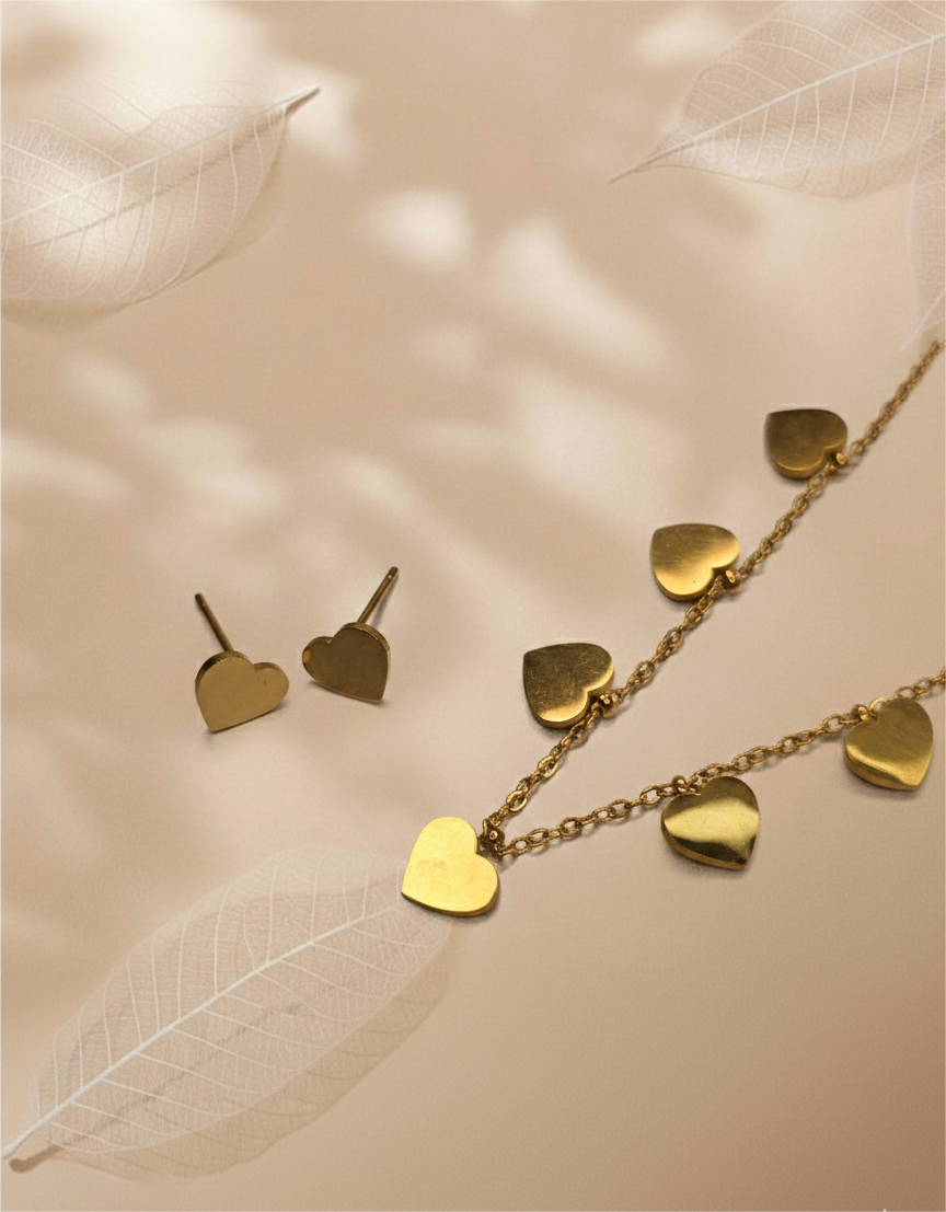 golden hearts charm set pendant