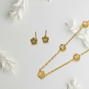 golden floral sparkle set with stone design